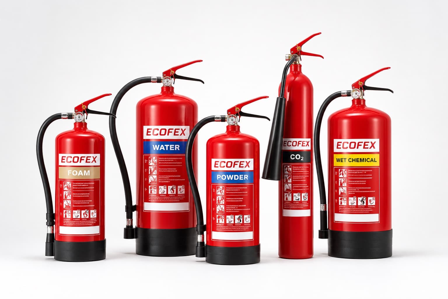 Range of marine fire extinguishers prepared for inspection and certification