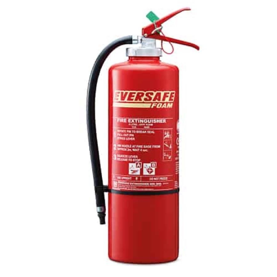 EverSafe extinguisher labelled foam, with hose and gauge