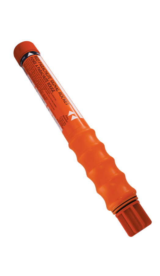 Red parachute signal rocket