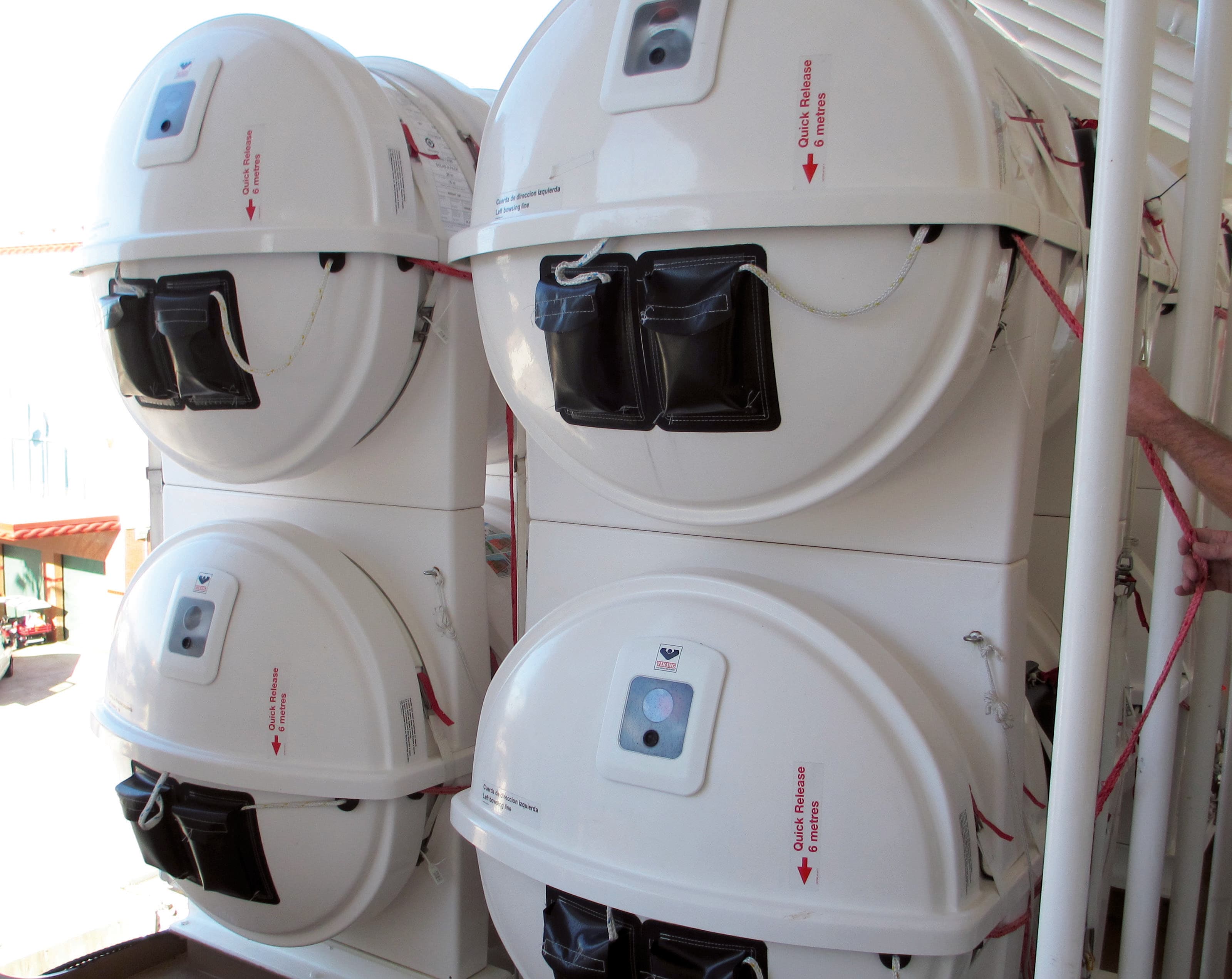 VIKING S30 liferaft canisters installed on a vessel